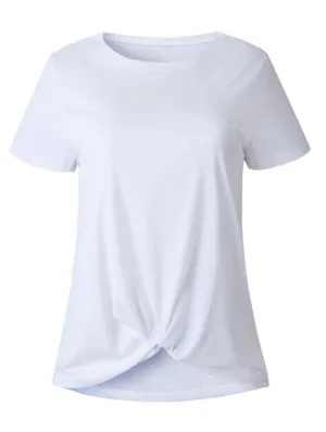 Stylish Sleeve Solid Casual Twisted Tee