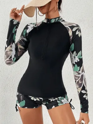 Stylish Split Women's Long Sleeve Surfing Swimwear - SF0937