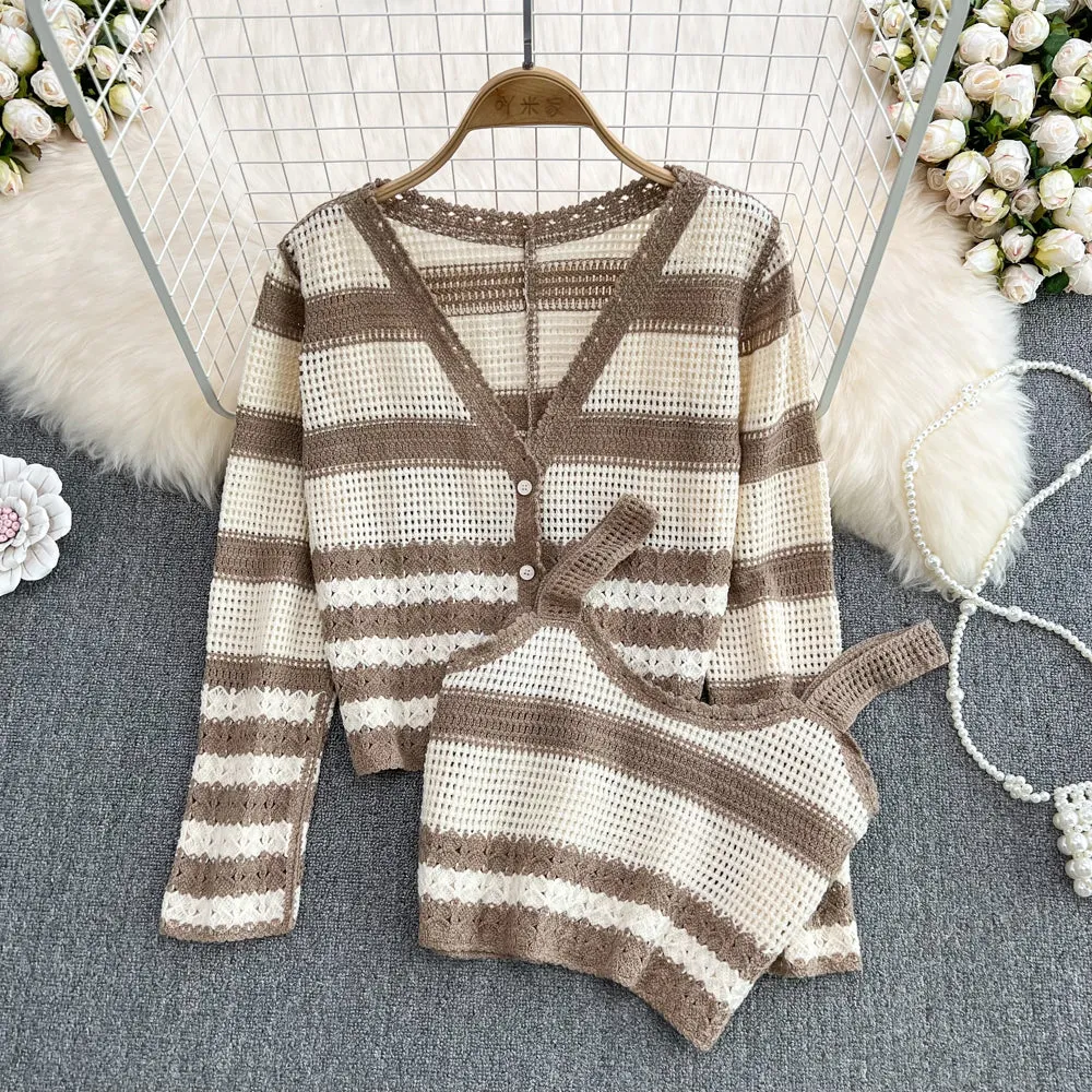 Stylish Two Piece Cardigan Sweater    S412