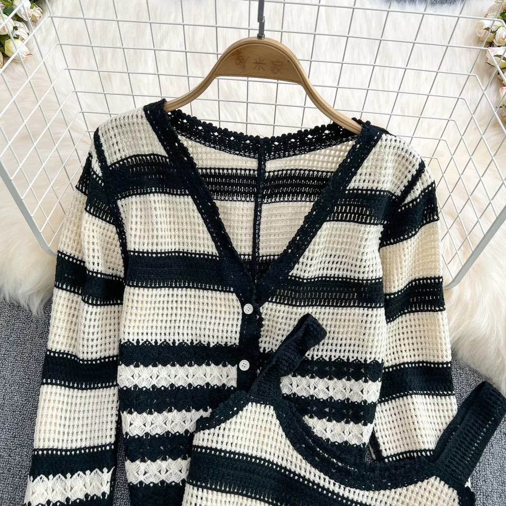 Stylish Two Piece Cardigan Sweater    S412