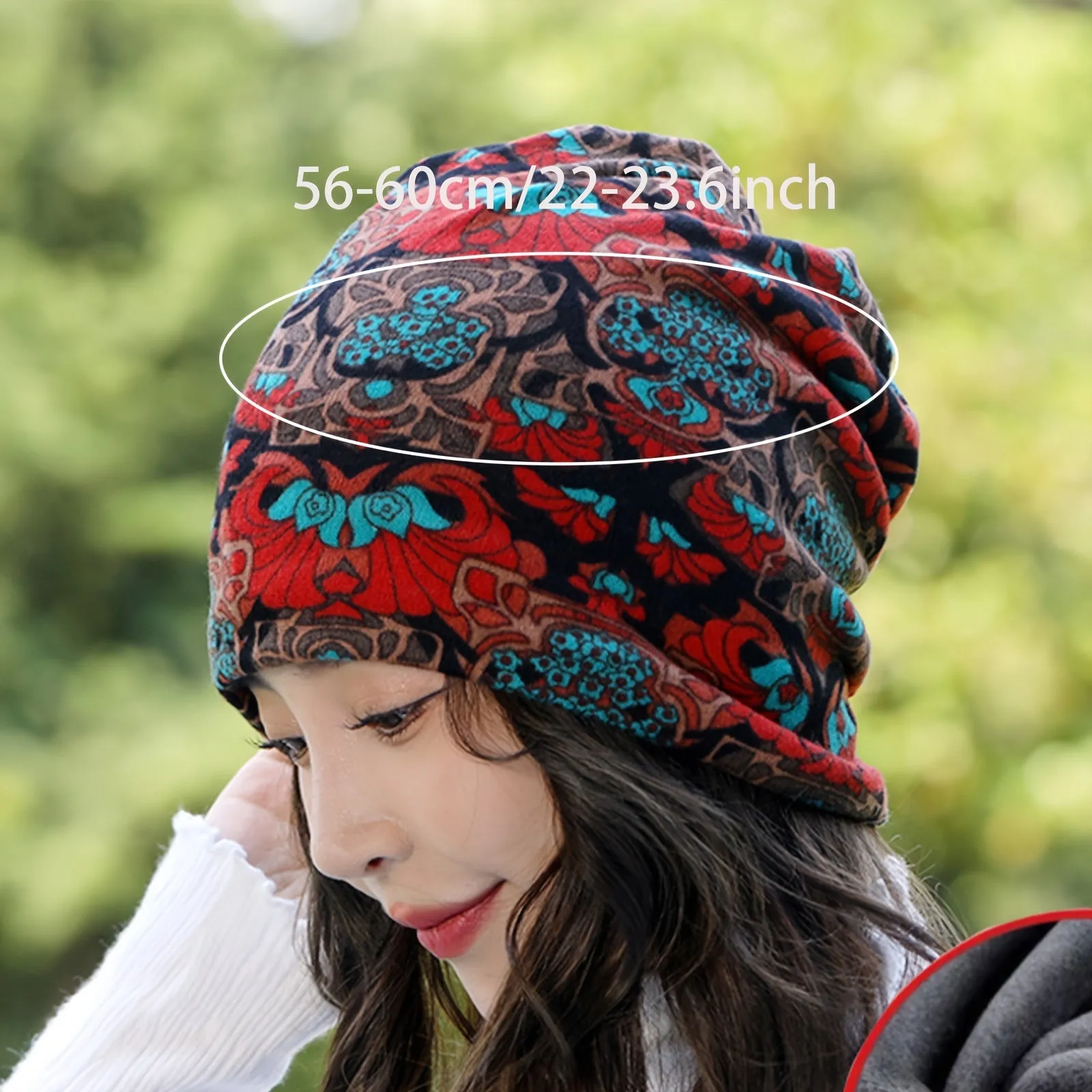 Stylish Vintage Flower Slouchy Beanie Fashionable Warm Chemo Cap