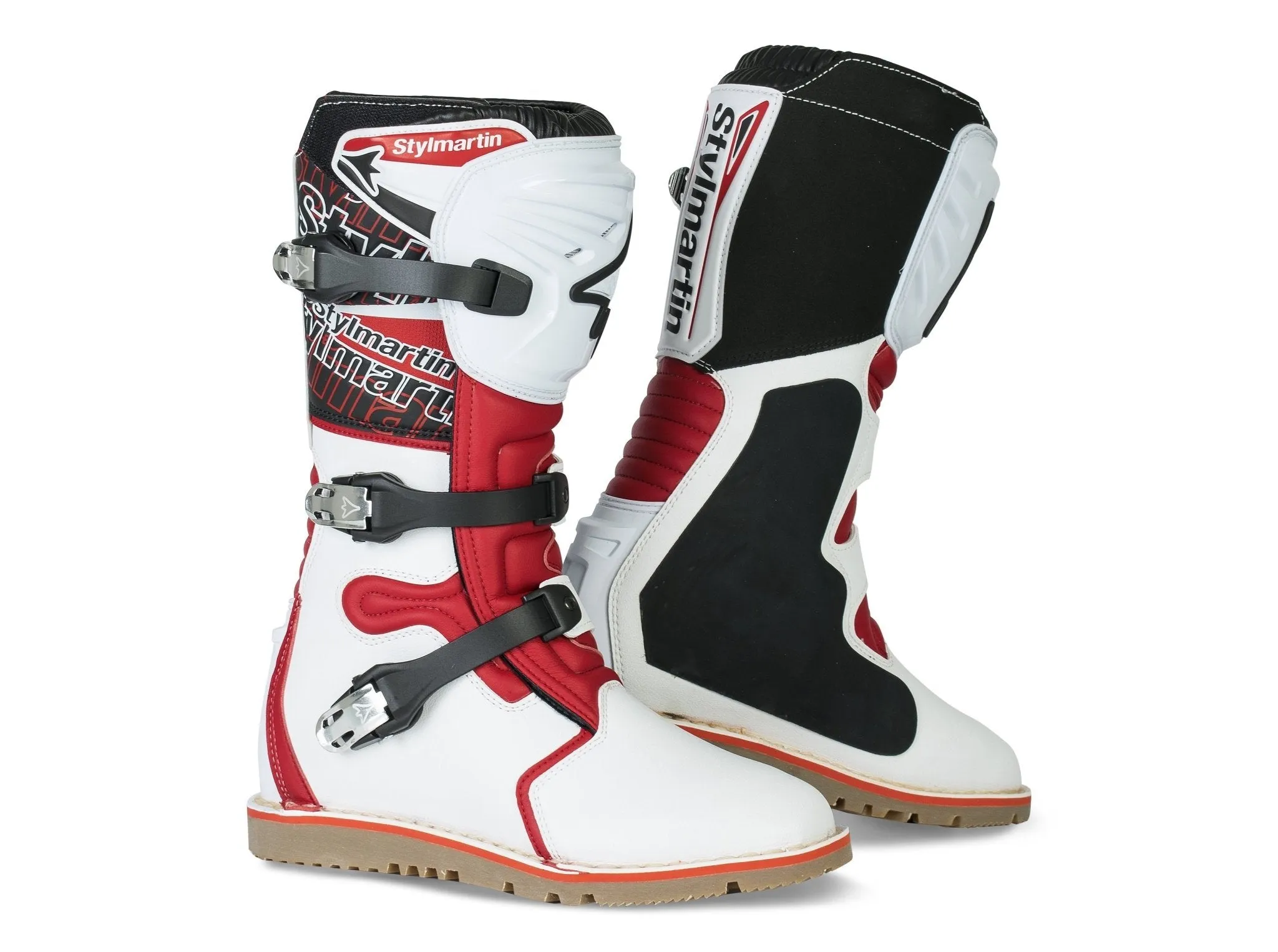 Stylmartin Impact Pro WP Off Road Motorcycle Boots in White and Red