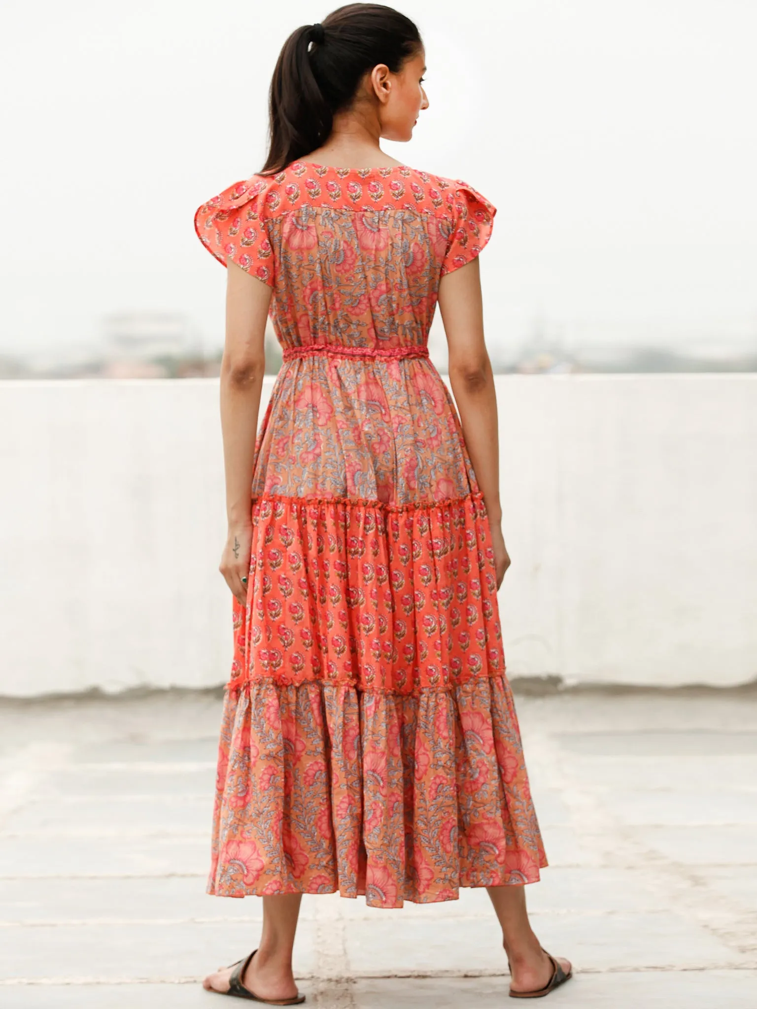 Stylo Tiers  - Block Printed Cotton Long Dress  - D365F1933