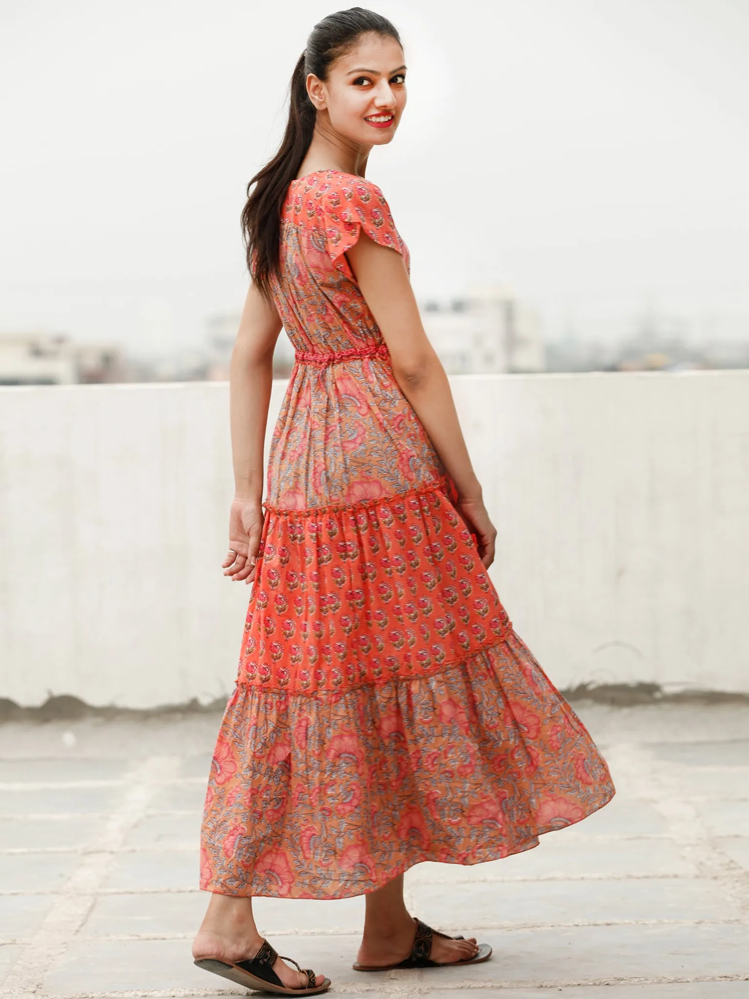 Stylo Tiers  - Block Printed Cotton Long Dress  - D365F1933