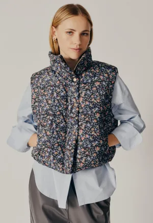 Styx Printed Puffer Gilet-Floral