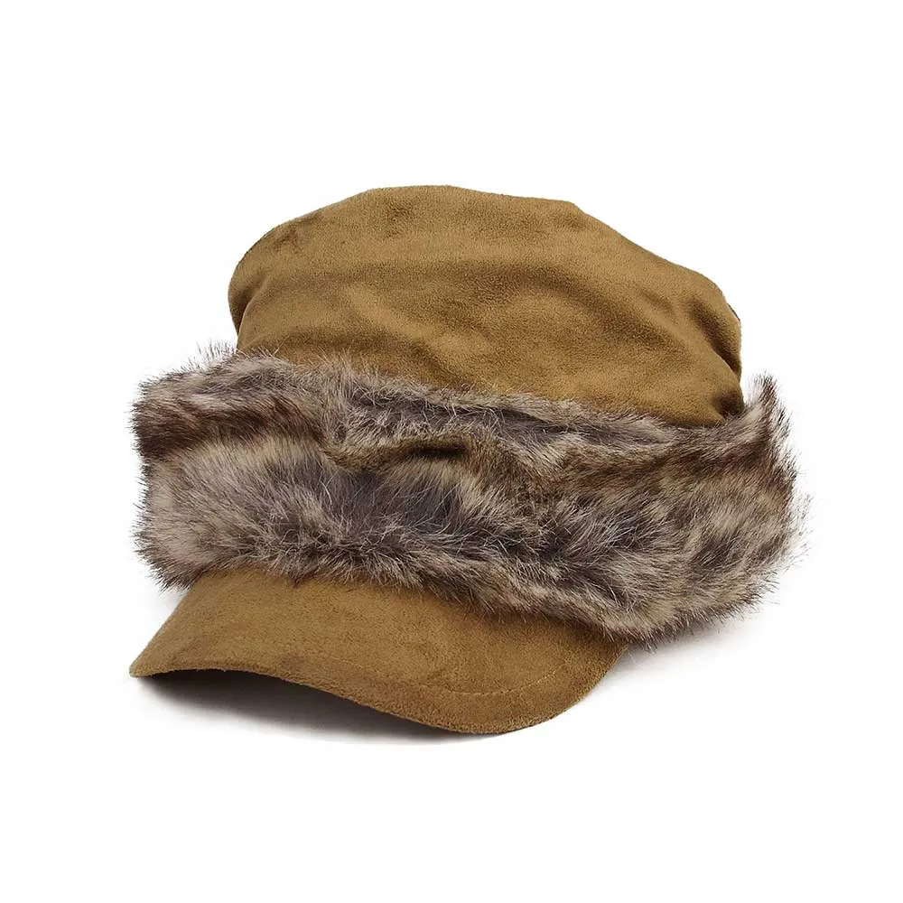 Suede Furry Fashion Newsboy Cap