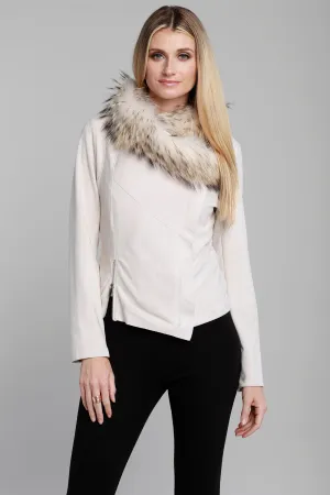 Suede Jacket with Fur Collar