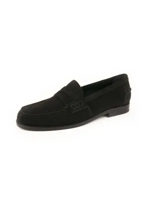 Suede Penny Loafer - Black