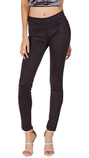 Suede Skinny Pants Legging Black