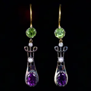 Suffragette Drop Earrings 9Ct Gold Silver