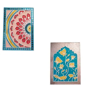 Suhasini Crafts Mirror Madala Lippan Art Wall - Left Rectangle Shape And Mirror Madala Lippan Art Wall - Center Rectangle Shape