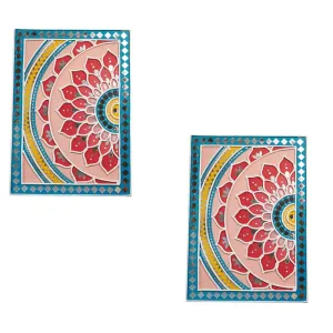 Suhasini Crafts Mirror Madala Lippan Art Wall - Left Rectangle Shape And Mirror Madala Lippan Art Wall - Left Rectangle Shape