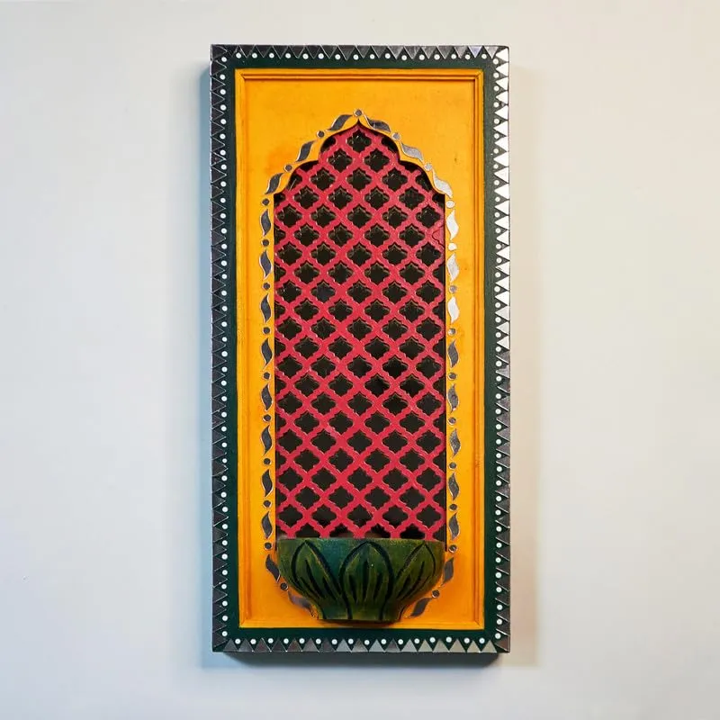 Suhasini Crafts Mirror Madala Lippan Art Wall - Right Rectangle Shape And Diya Jharokha Rectangle Shape