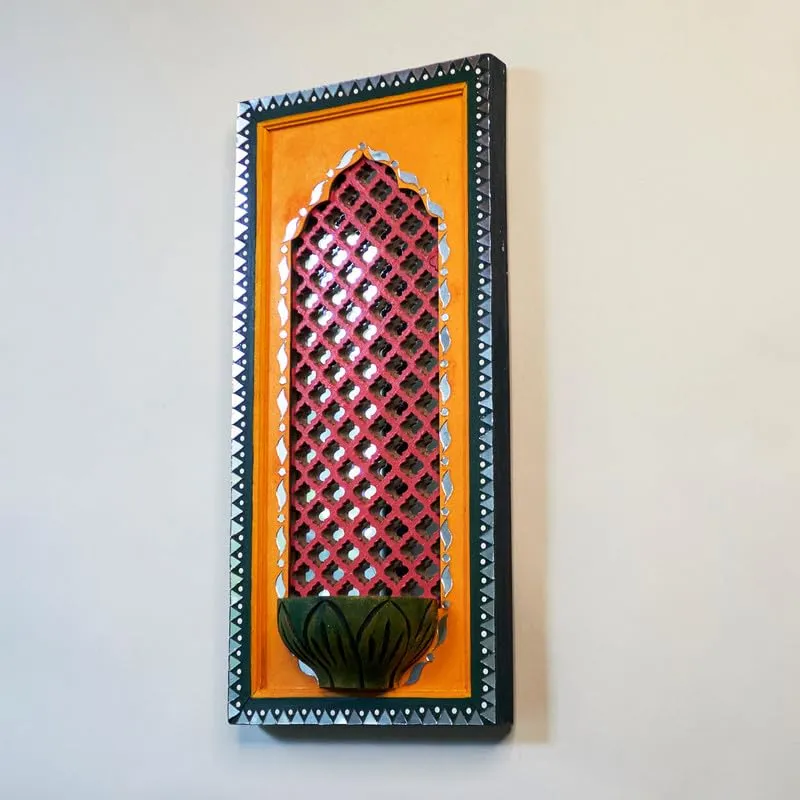 Suhasini Crafts Mirror Madala Lippan Art Wall - Right Rectangle Shape And Diya Jharokha Rectangle Shape