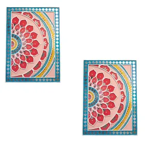 Suhasini Crafts Mirror Madala Lippan Art Wall - Right Rectangle Shape And Mirror Madala Lippan Art Wall - Right Rectangle Shape