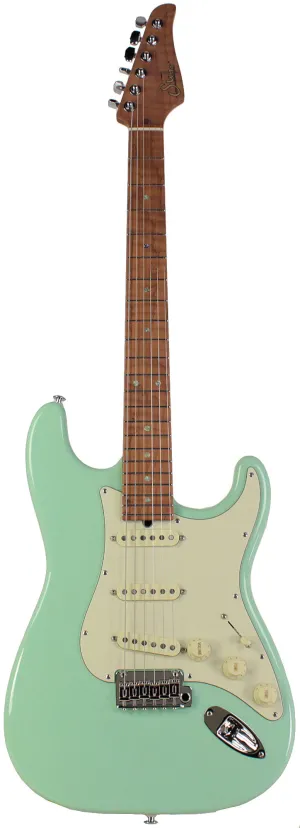 Suhr Select Classic S Guitar, Roasted Flamed Neck, Surf Green, Maple