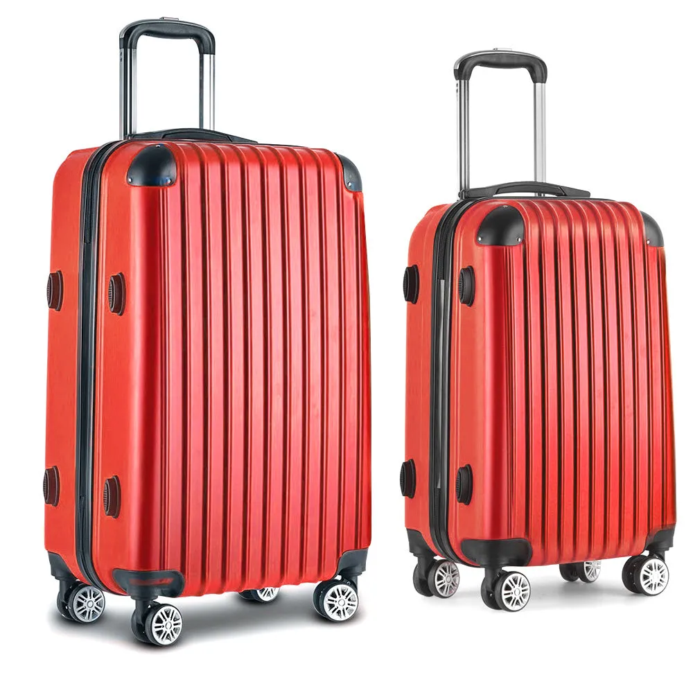 Suitcase Sets Trolley 2pc - Travel TSA Hard  Red