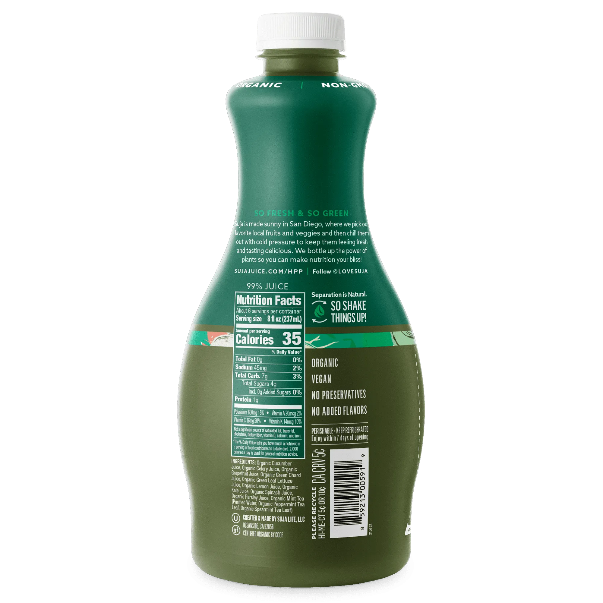 Suja Organic Cold-Pressed Uber Greens, 46 oz.