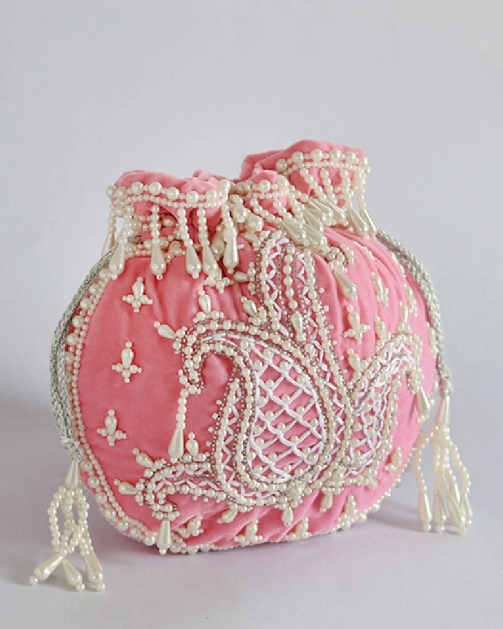 Sukoon Hand Embroidered Potli with Pearl Handle