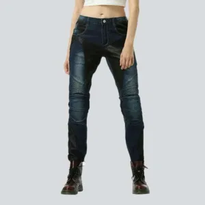 Summer breathable women's biker jeans