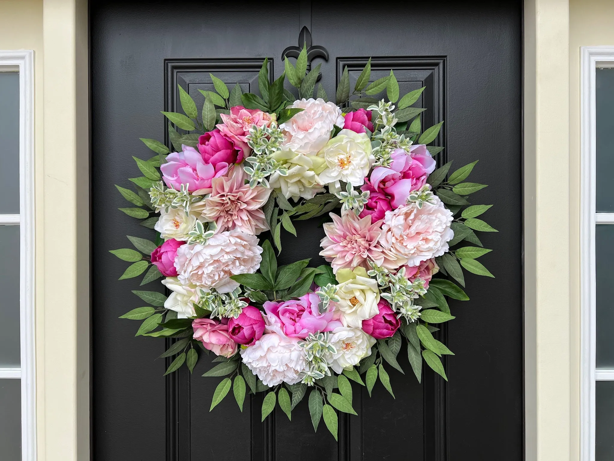 Summer Burst Wreath with Dahlias, Peonies & Magnolia Flowers