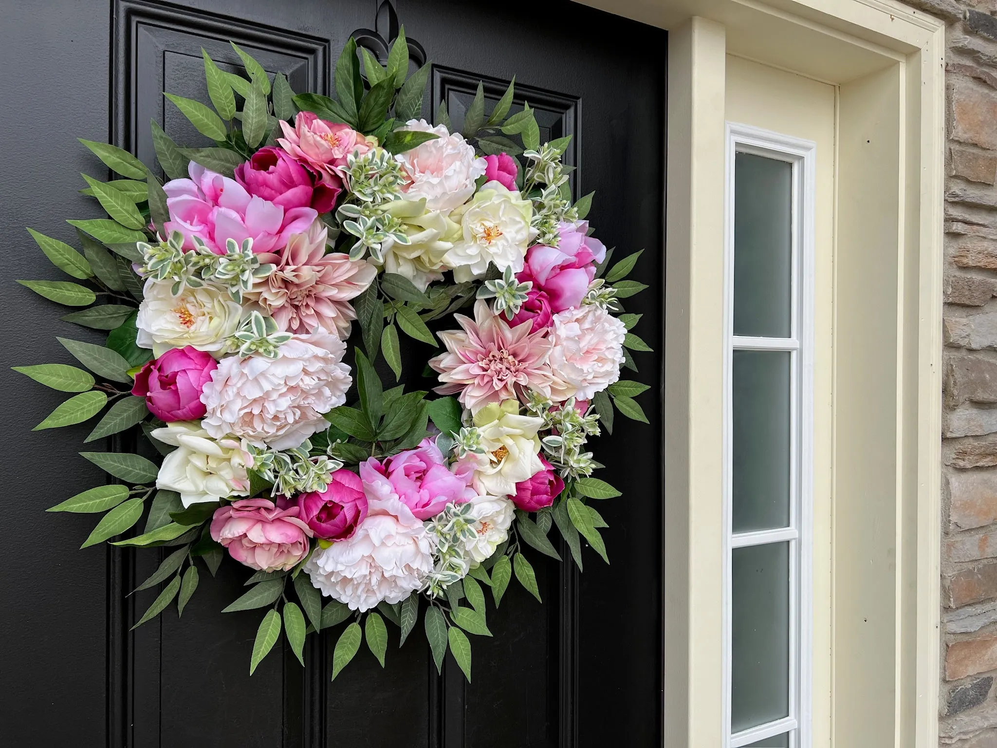 Summer Burst Wreath with Dahlias, Peonies & Magnolia Flowers