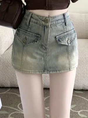 Summer Classic Washed Sexy High Waist Slim Female Mini Skirts New Fashion Distressed Simple A-line Casual Chicly Women Y2k Skirt