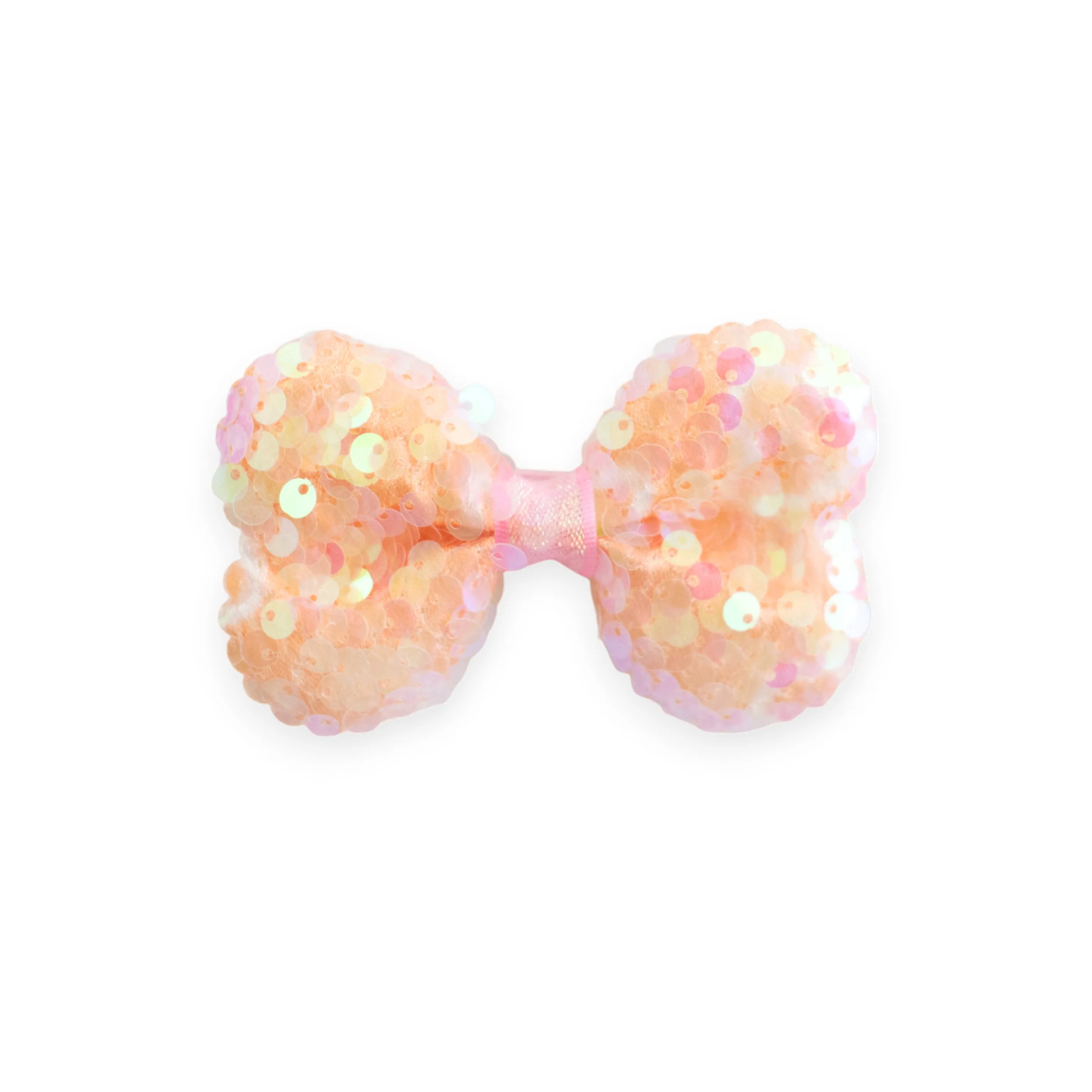 Summer Crystal Sparkling Sequins Bow Hair Clip For Girls - Orange Pink