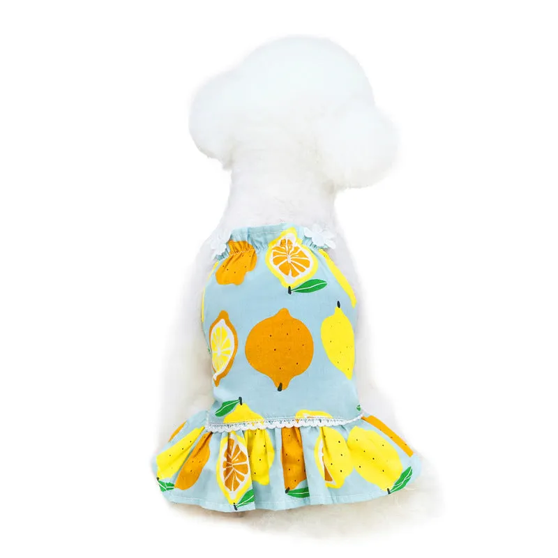 Summer cute fruit Lemon skirt pet clothing