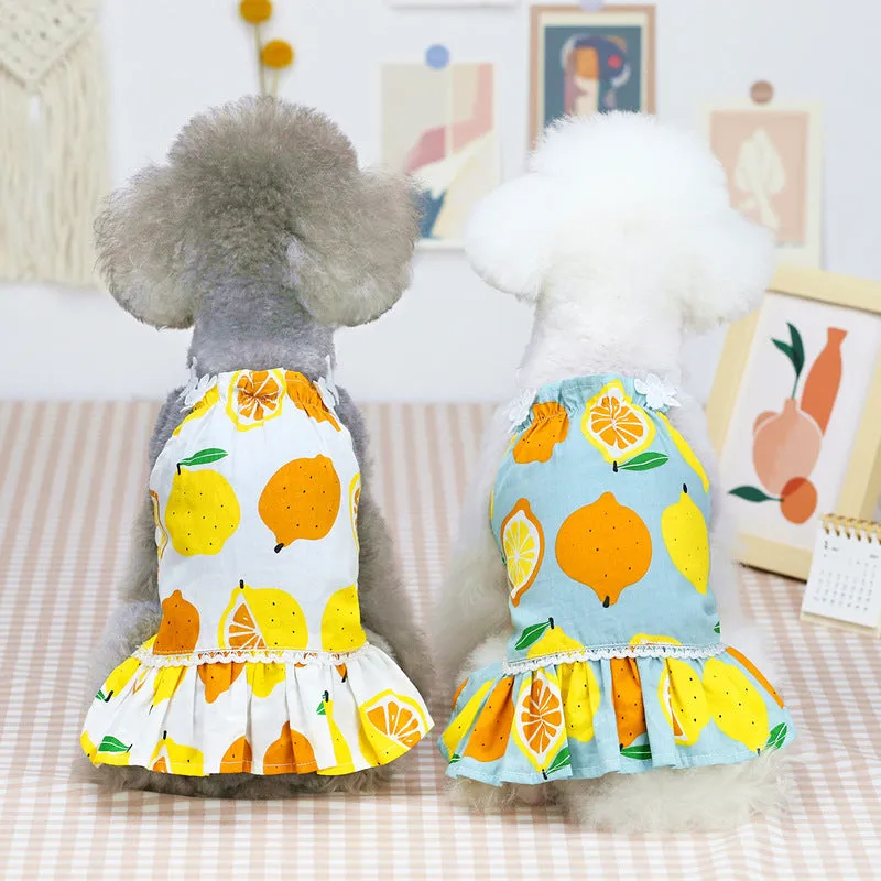 Summer cute fruit Lemon skirt pet clothing