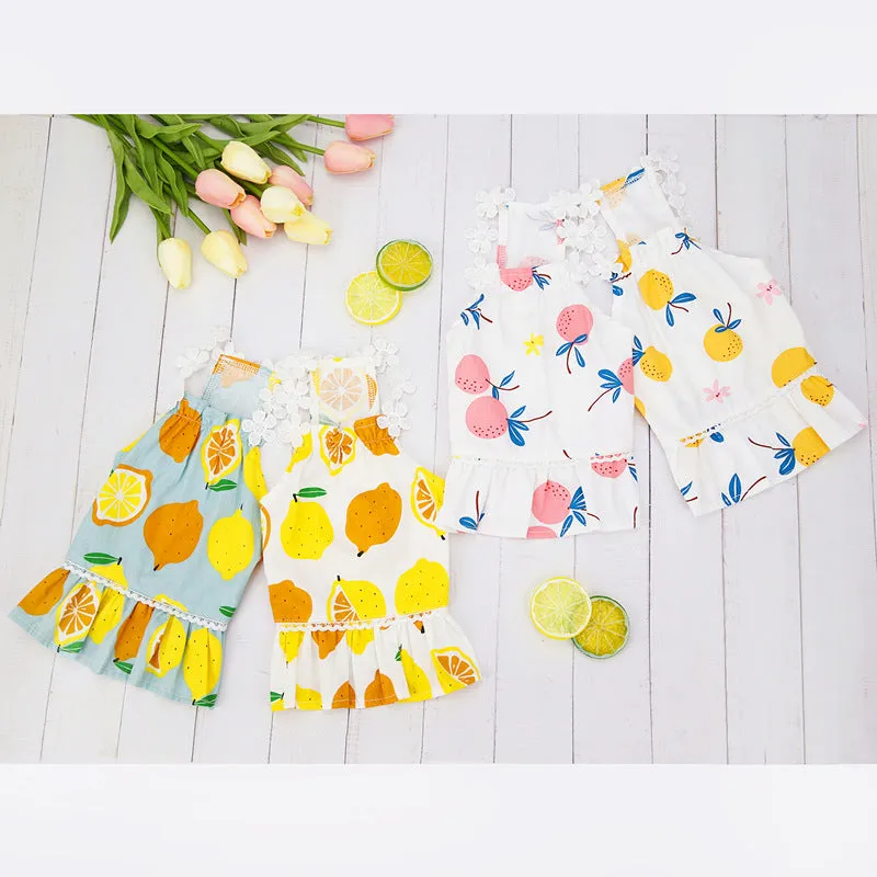 Summer cute fruit Lemon skirt pet clothing