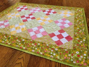 Summer Floral Nine Patch Table Topper Quilt