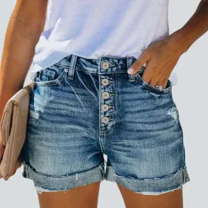 Summer jeans shorts with buttons