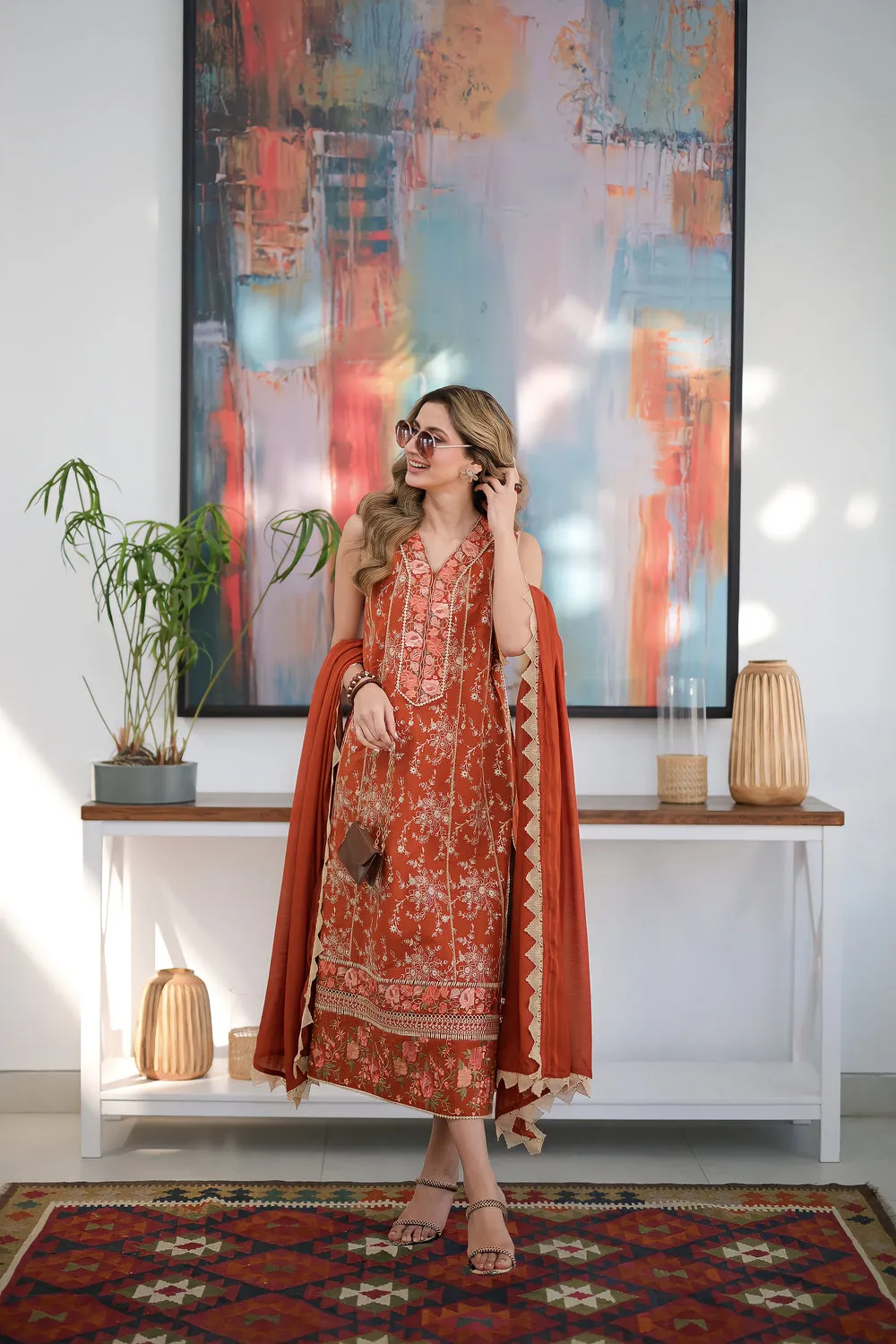 Summer Luxury Lawn '24 - Zahra (Rust)