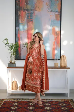 Summer Luxury Lawn '24 - Zahra (Rust)