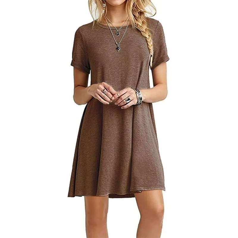 Summer Mini Short Sleeve Beach Loose Dress