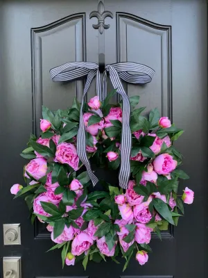 Summer Pink Peony Wreath