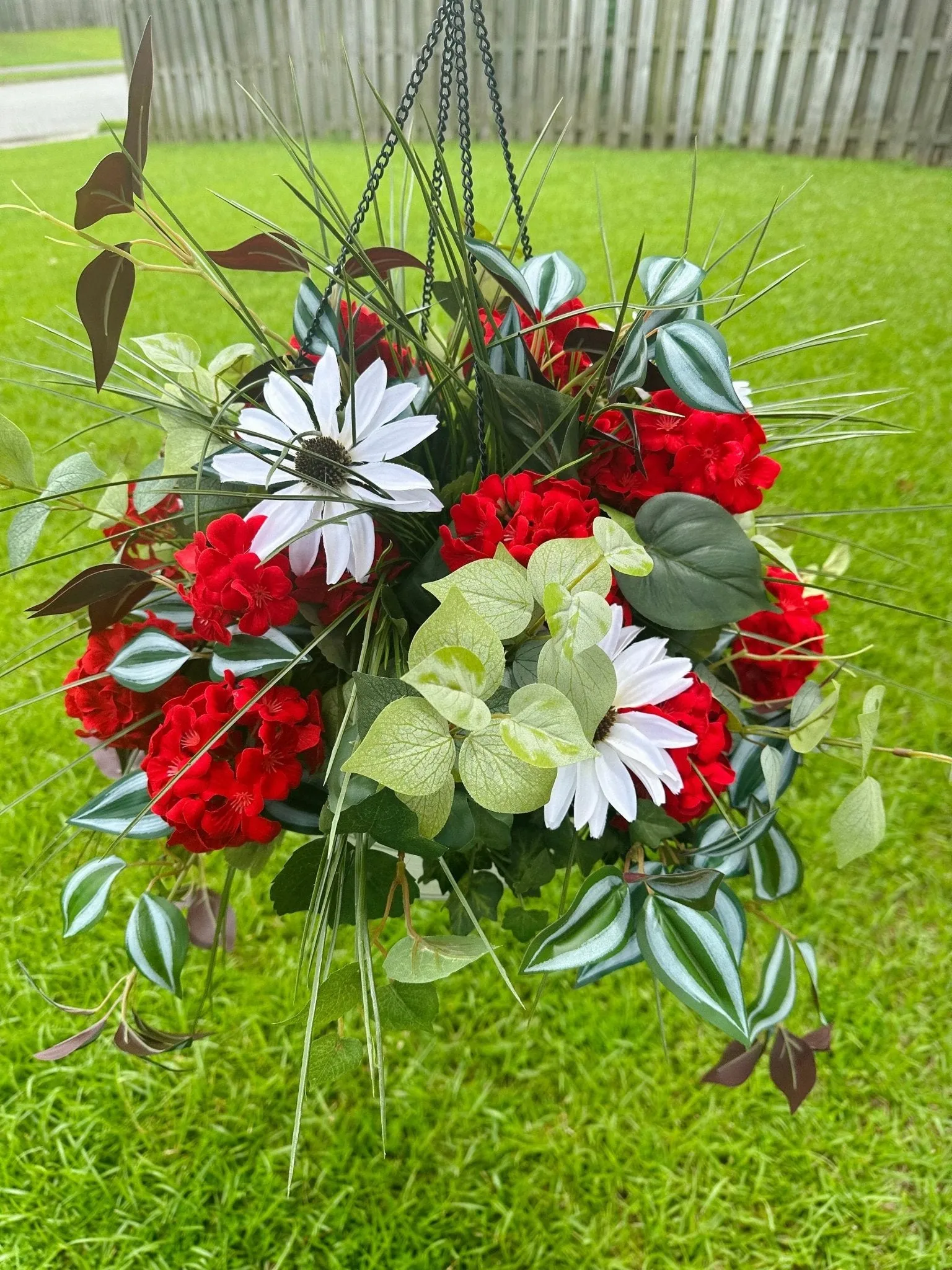 Summer-Ready  Red Geranium Hanging Basket