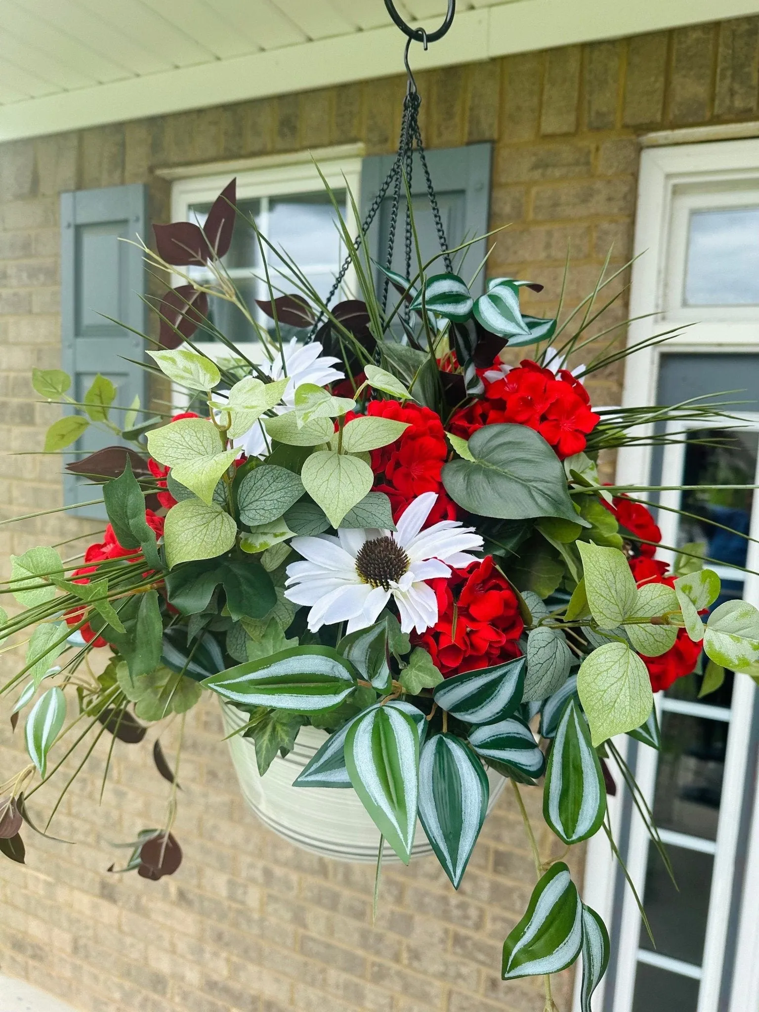 Summer-Ready  Red Geranium Hanging Basket