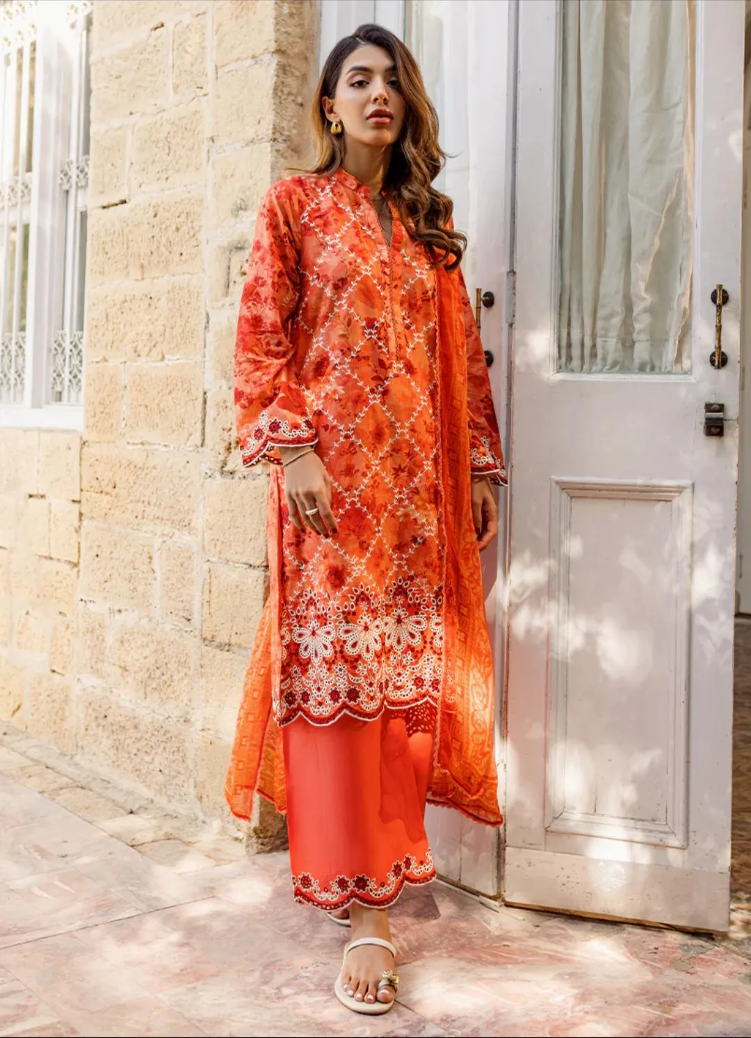 Summer Rtw '24 - 3 Pc Suit W Schiffli Embroidery Ippksm23-D8