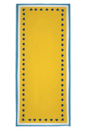 Summerill & Bishop x Lisou Heart Linen Tablecloth in Light Blue and Yellow