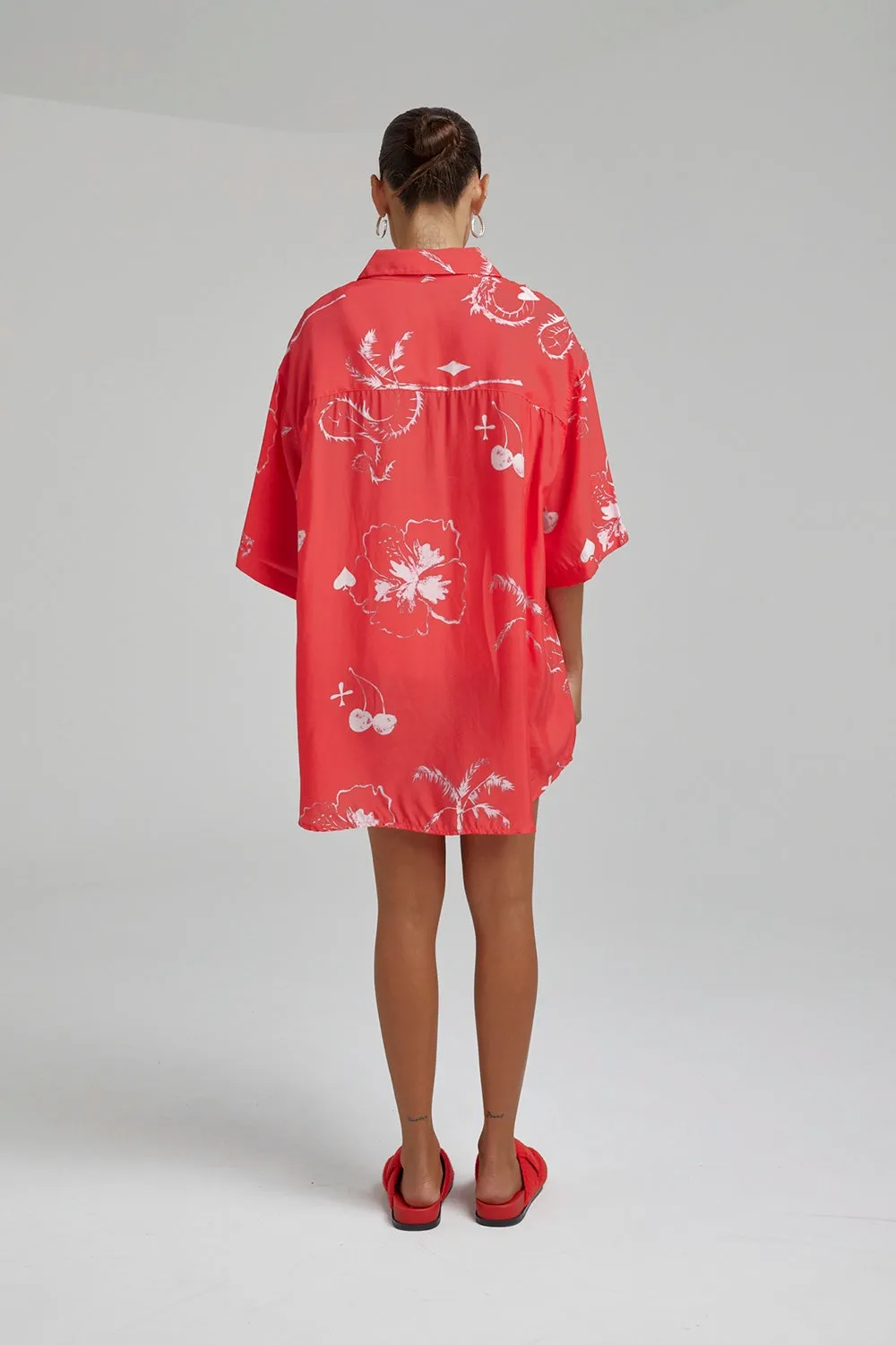 SUMMI SUMMI | CUPRO BIG SHIRT RED DRAGON OF HEARTS