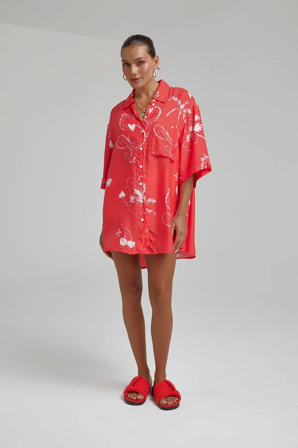 SUMMI SUMMI | CUPRO BIG SHIRT RED DRAGON OF HEARTS