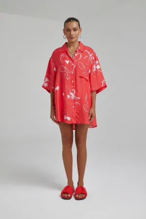 SUMMI SUMMI | CUPRO BIG SHIRT RED DRAGON OF HEARTS