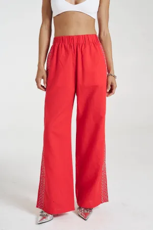 SUMMI SUMMI Womens Sig Linen Pant - Scarlet Summi