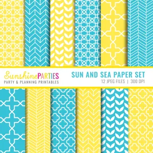 Sun and Sea Digital Paper Set | Digital Paper Bundle