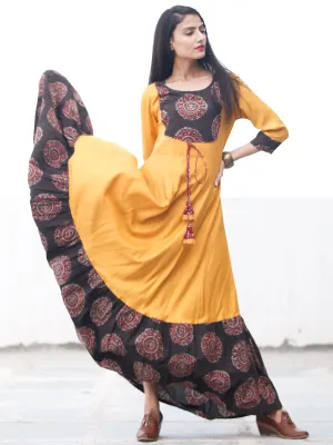 Sun Mood - Hand Block Printed Long Cotton Dress - D350F1818