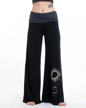 Sun Moon Spandex Wide Leg Palazzo Pants in Black