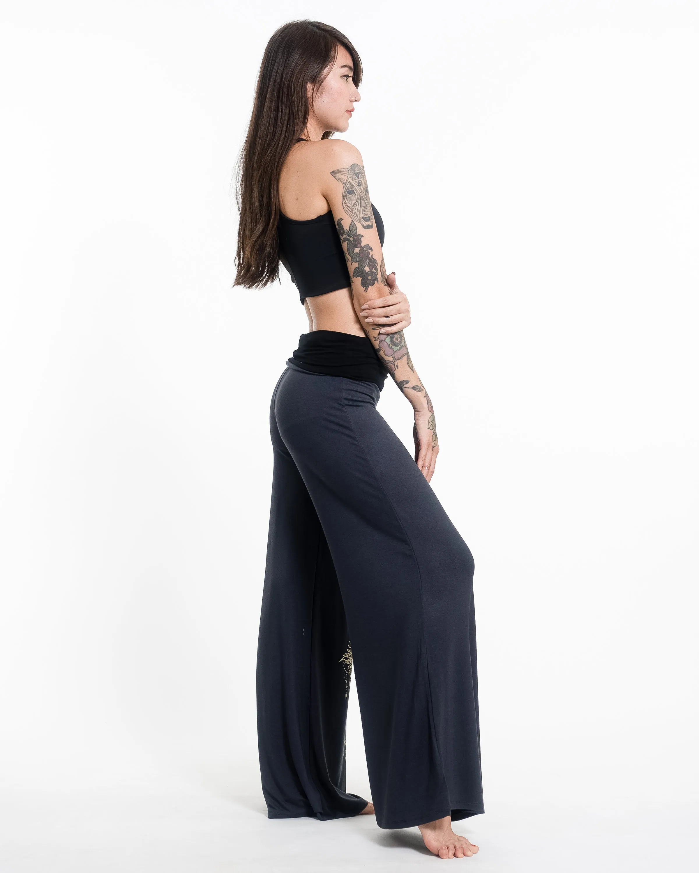 Sun Moon Spandex Wide Leg Palazzo Pants in Gray