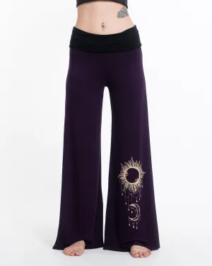 Sun Moon Spandex Wide Leg Palazzo Pants in Purple